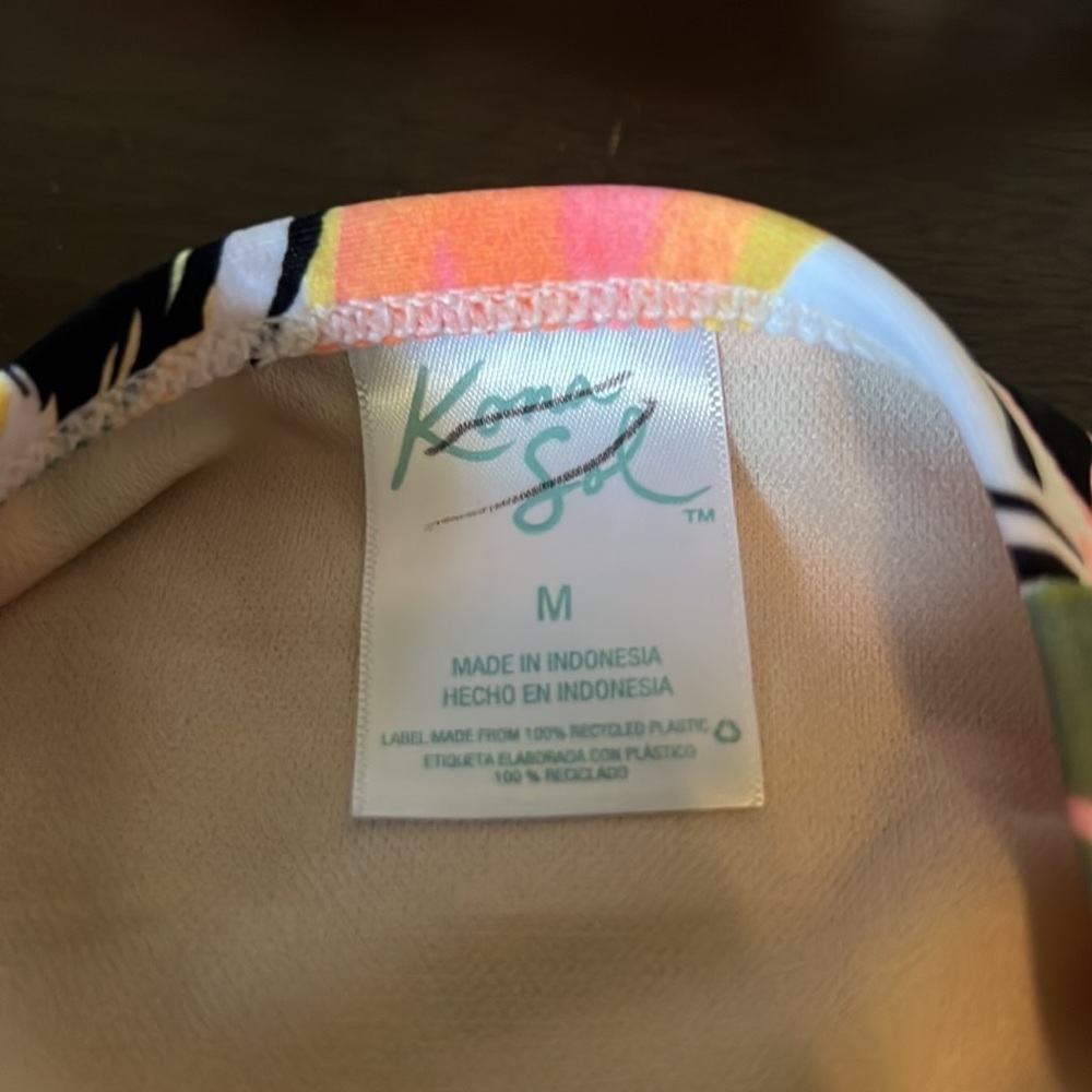 Kona Sol tropical leaves V-Neck Knot Bikini Top and Hipster Bottom medium - Picture 9 of 14